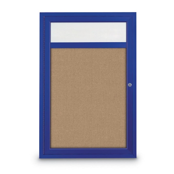 Slim Enclosed Corkboard, 30"x30", Black Alum Frame/Forbo